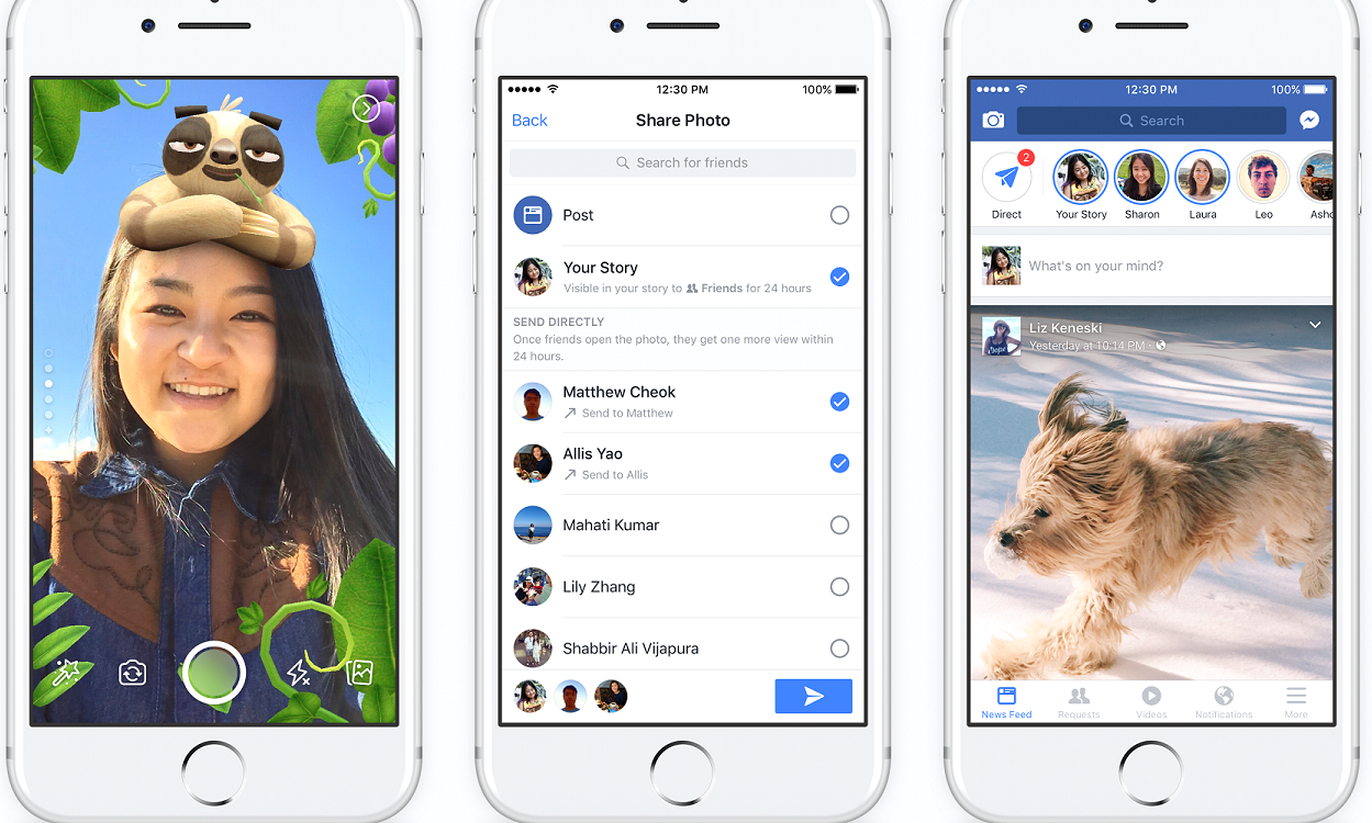 Facebook mirrors Snapchat features